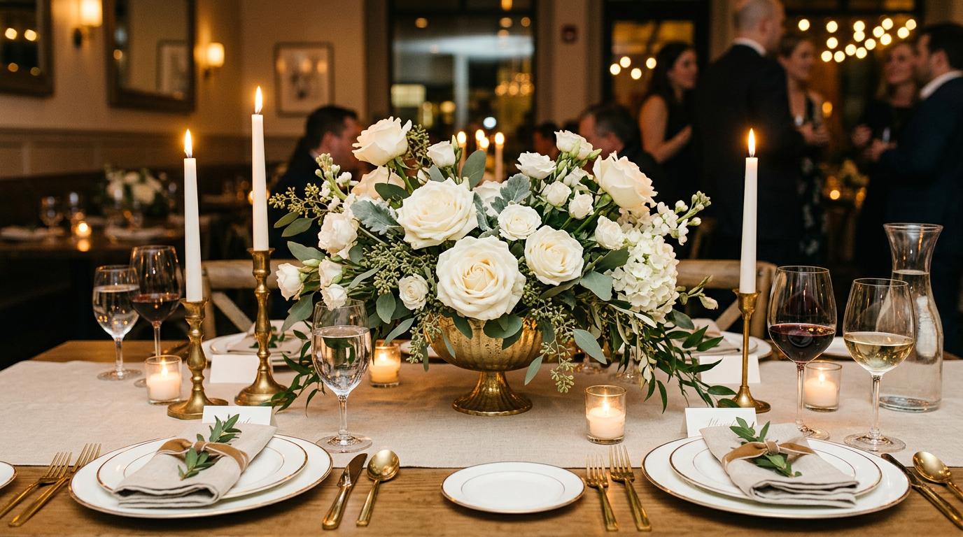 Centre de table floral pour diner entre amis