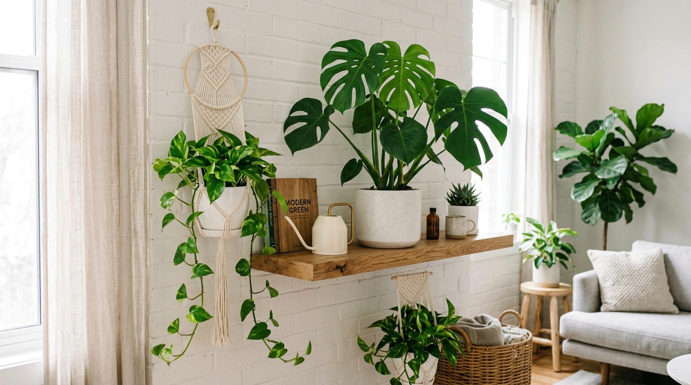 Plantes d'interieur dans un salon lumineux