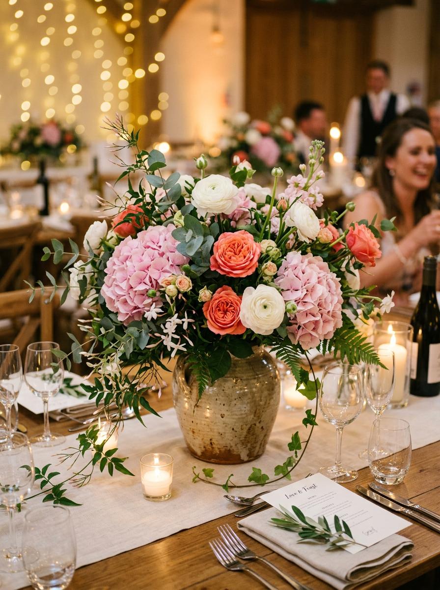 Centre de table floral pour mariage