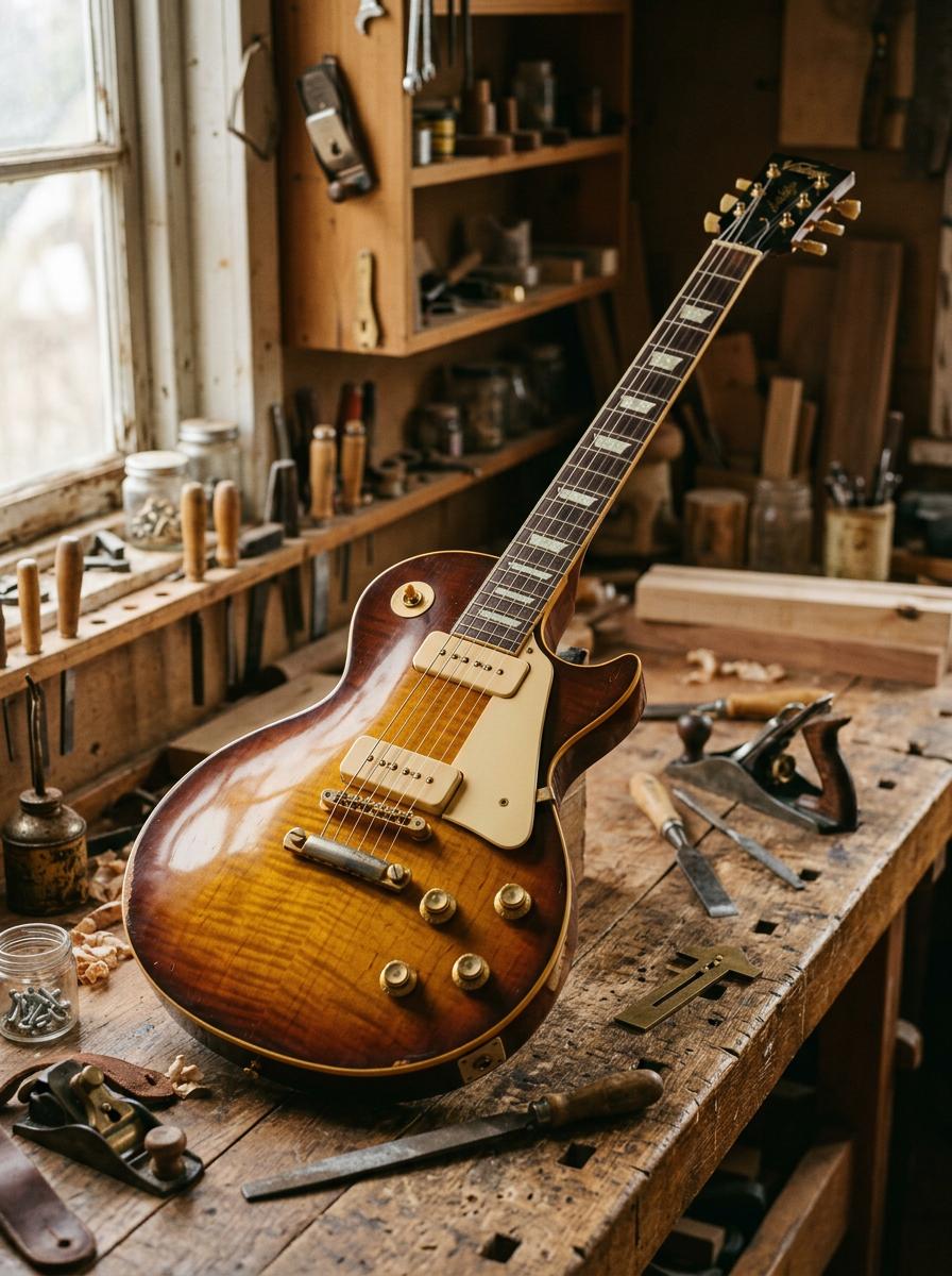 Restauration vintage sunburst avec P90 - Lutherie Morangis Essonne