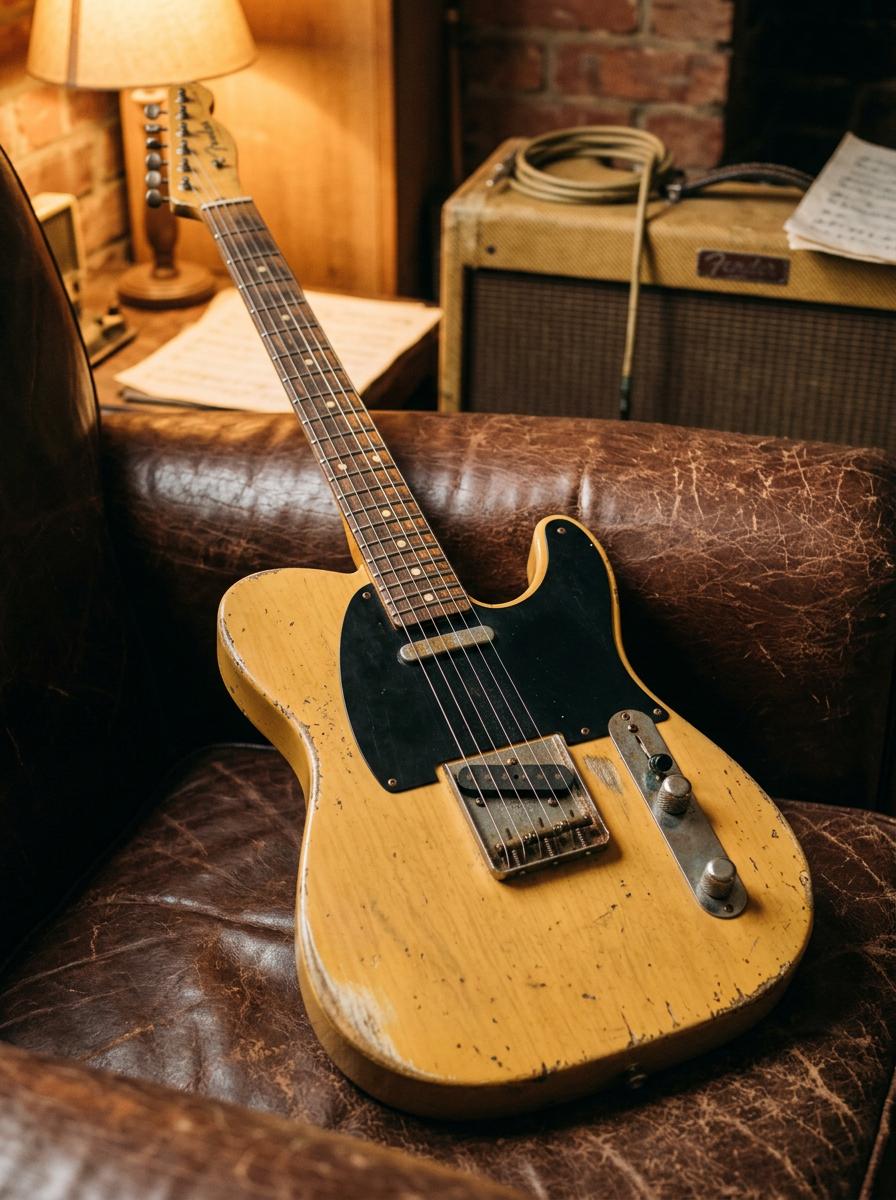 Guitare relic butterscotch blonde vintage - Restauration lutherie Essonne