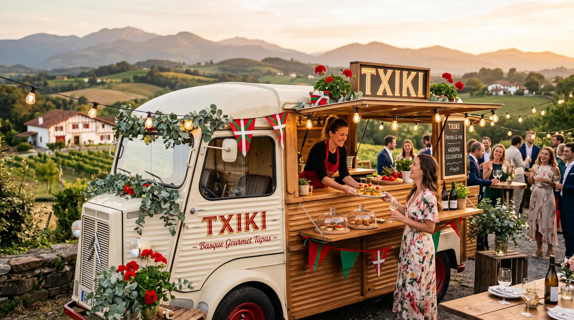 Food truck Espace Maitena dans un cadre pays basque avec vue ocean