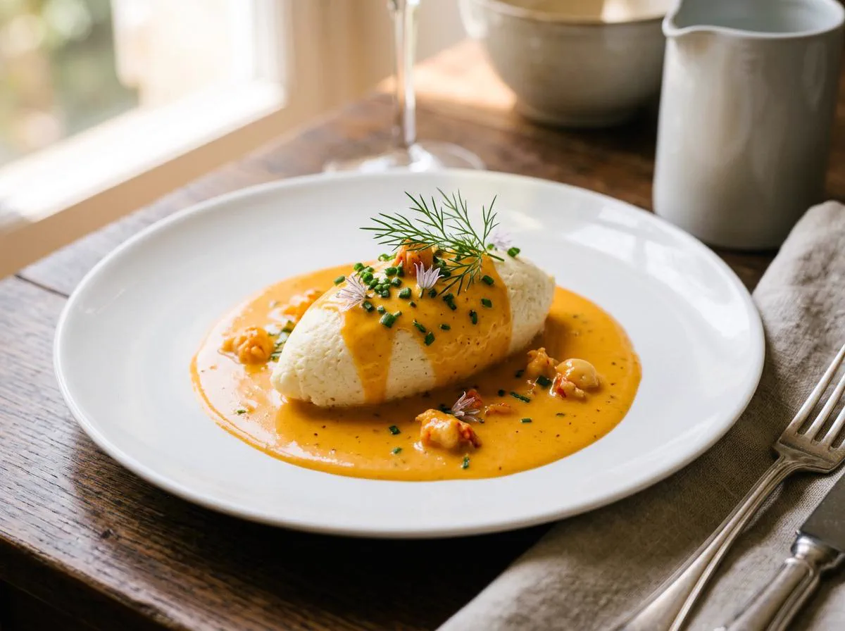 Quenelle de Brochet sauce Aurora