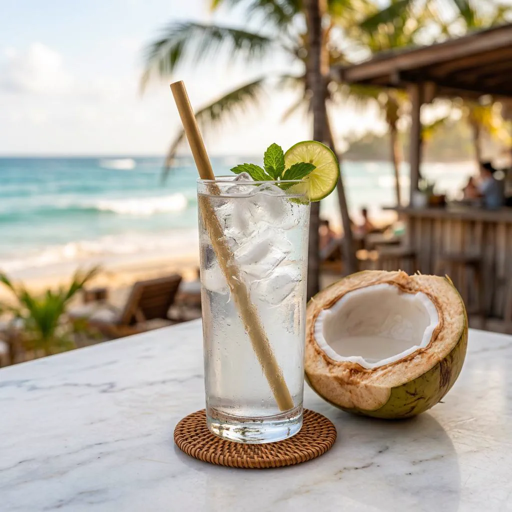 Eau de coco fraiche et boissons tropicales