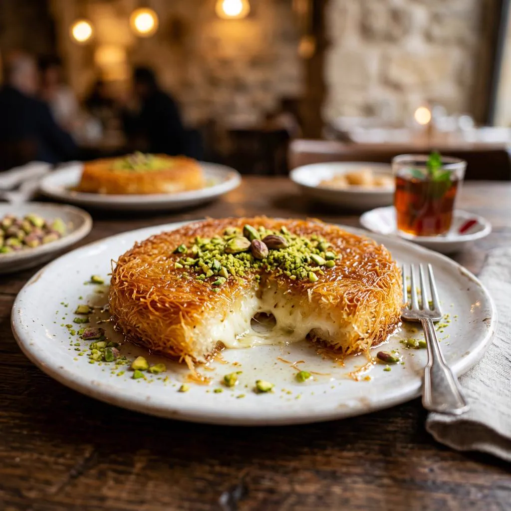 Knafeh au fromage filé