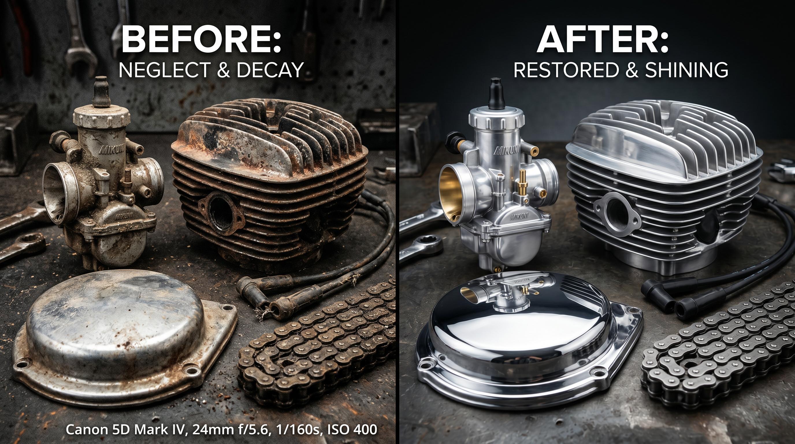 Avant/Après restauration pièces moteur