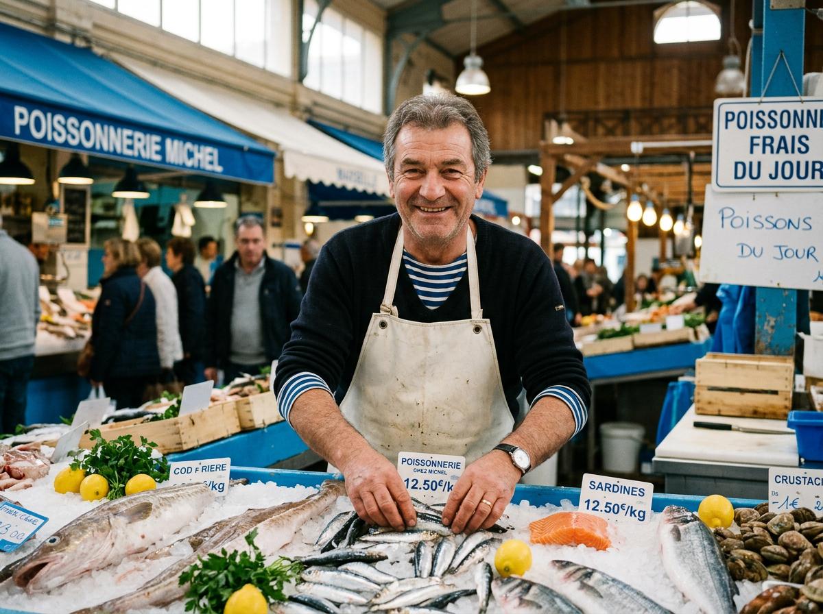 Raynald, poissonnier artisan a son etal
