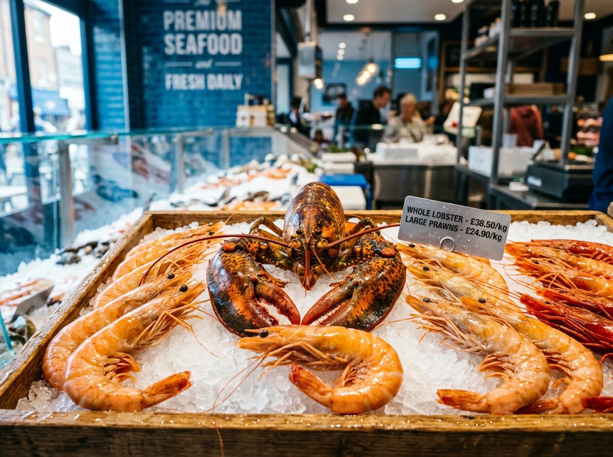Crustaces frais - homard, crevettes, tourteau
